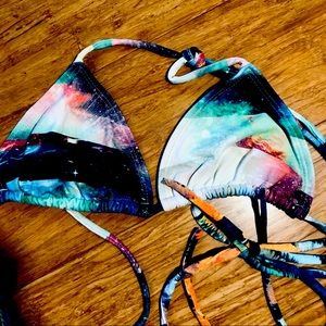 Galaxy Print Bikini Top